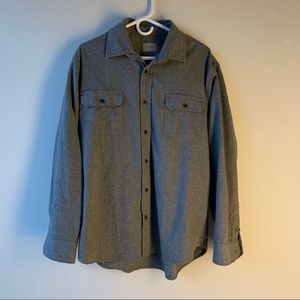 Grey Wool Long-Sleeve Shirt - Large